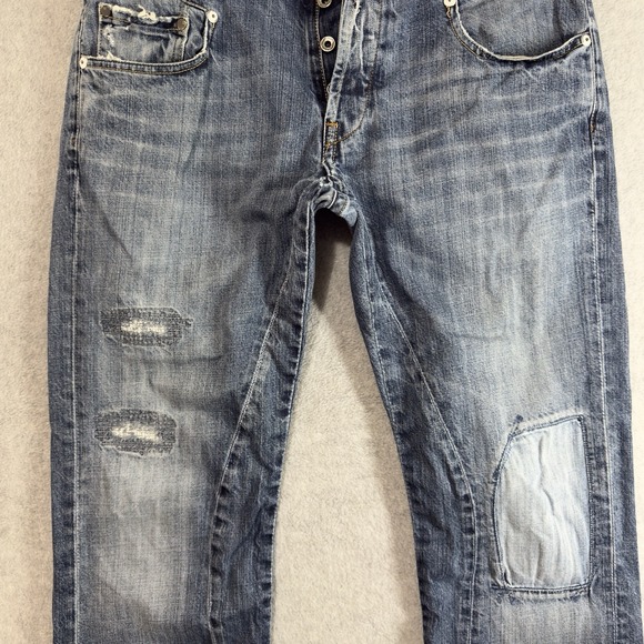 G Star Raw Jeans Men's 34x29 Blue Radar Straight Distressed Restored Y2K Hemmed - Picture 3 of 13